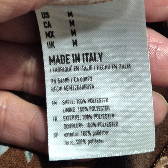 American Eagle Outfitters Brown Cream Tiered Long Sleeve Dress..SIZE:M - Picture 14 of 14